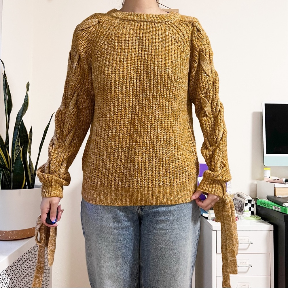 Love Tree Lace Up Dolman Sleeve Sweater - Picture 2 of 6